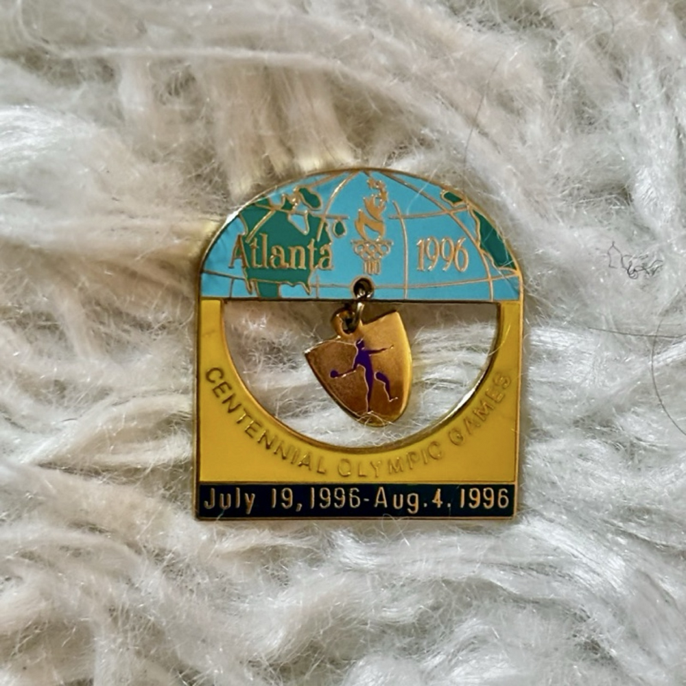 1996 Atlanta Centennial Olympic Games Track & Field Dangle Lapel Pin